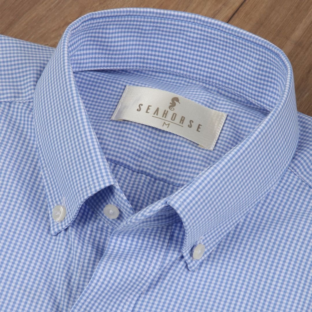 Camisa Manga Larga Cuadros Azul Claro