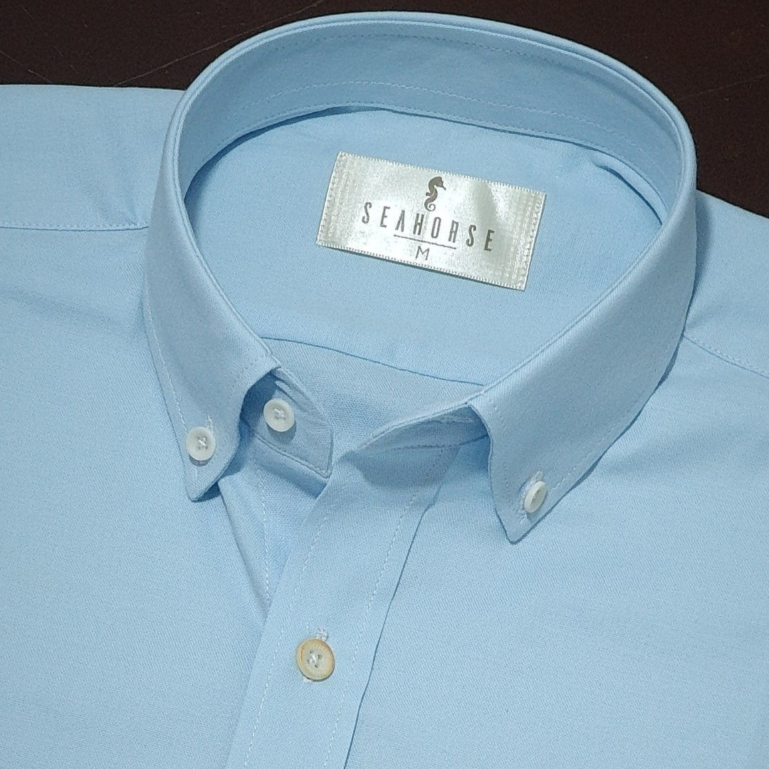 Camisa Manga Larga Oxford Premium Azul Aguamarina