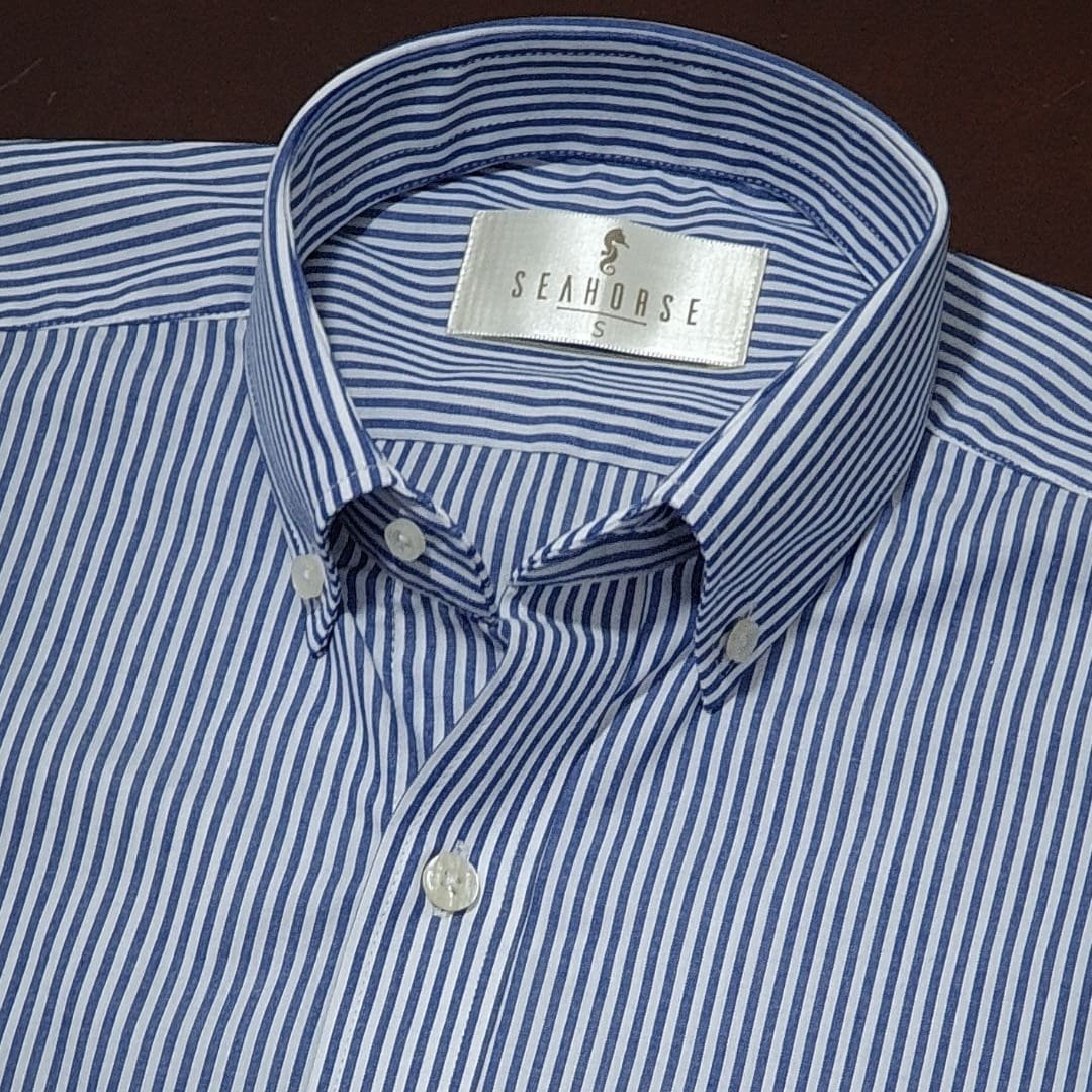 Camisa Manga Larga Rayas Azul Oscuro