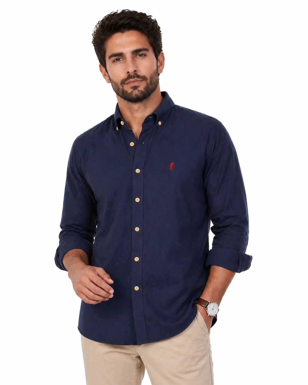 Camisa Manga Larga Oxford Premium Azul Oscuro