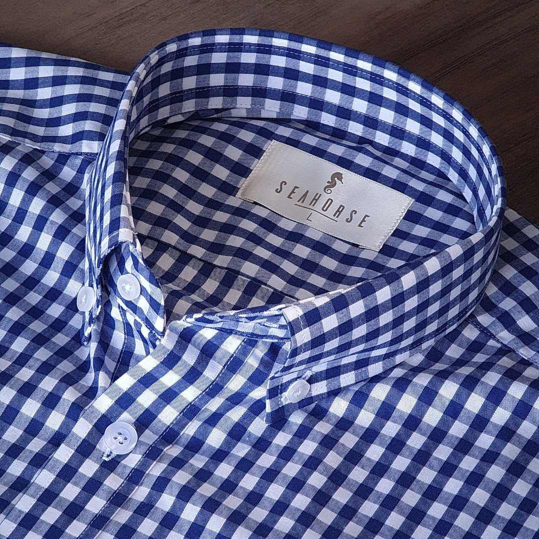 Camisa Manga Larga Maxi Cuadros Azul Oscuro
