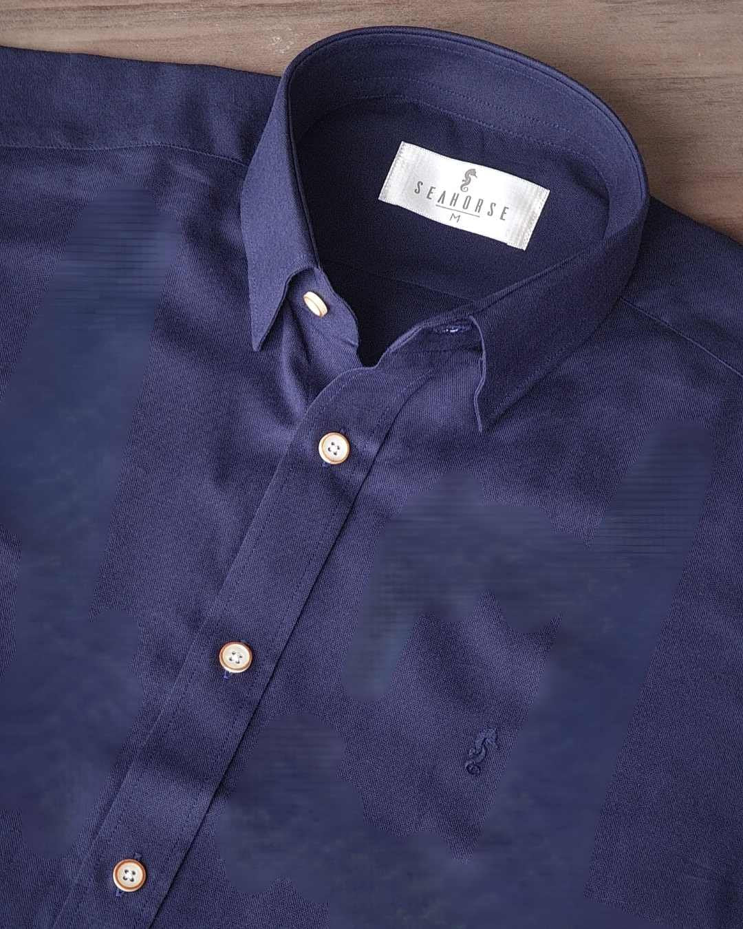 Camisa Manga Corta Oxford Premium Azul Oscuro