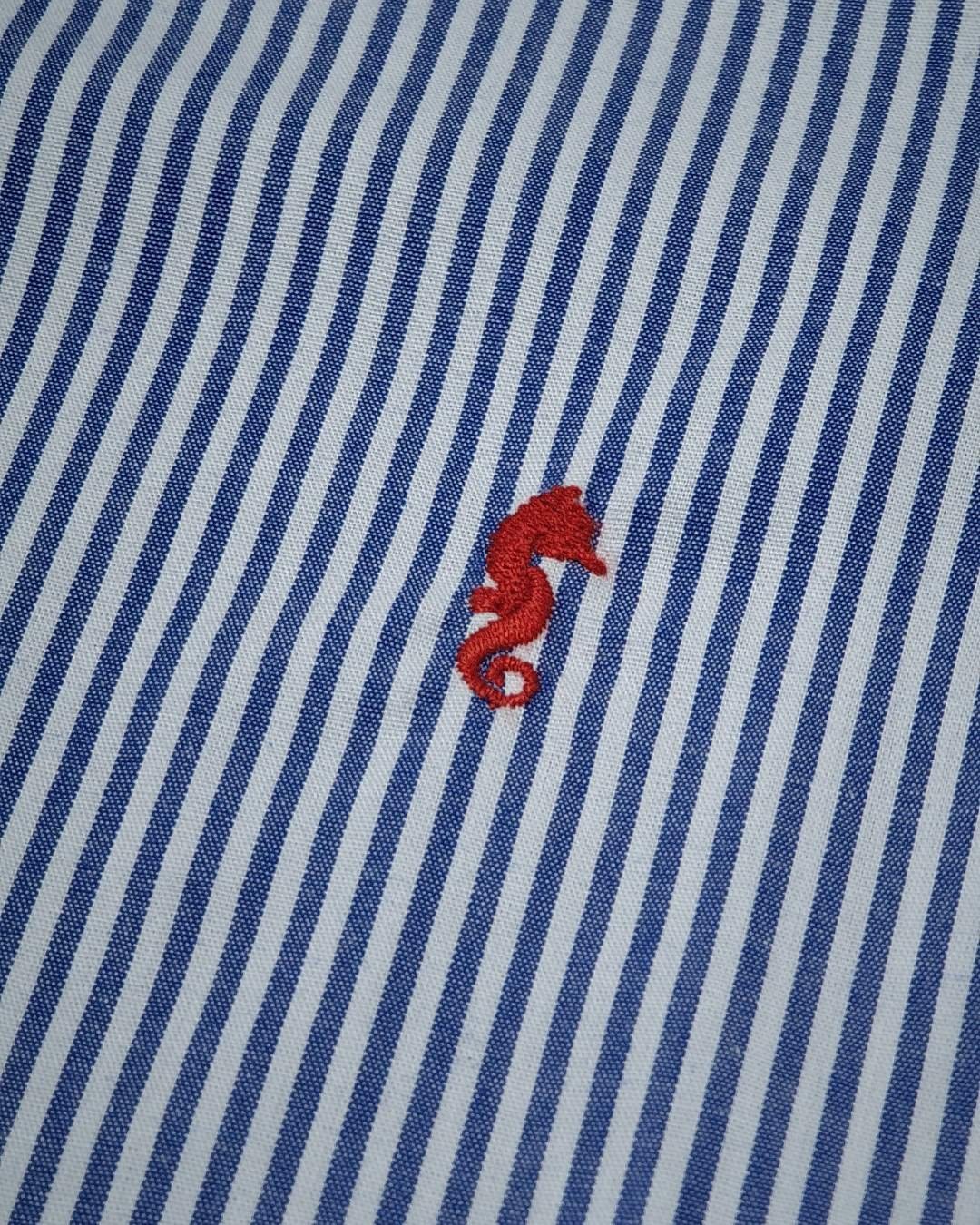 Camisa Manga Larga Rayas Azul Oscuro
