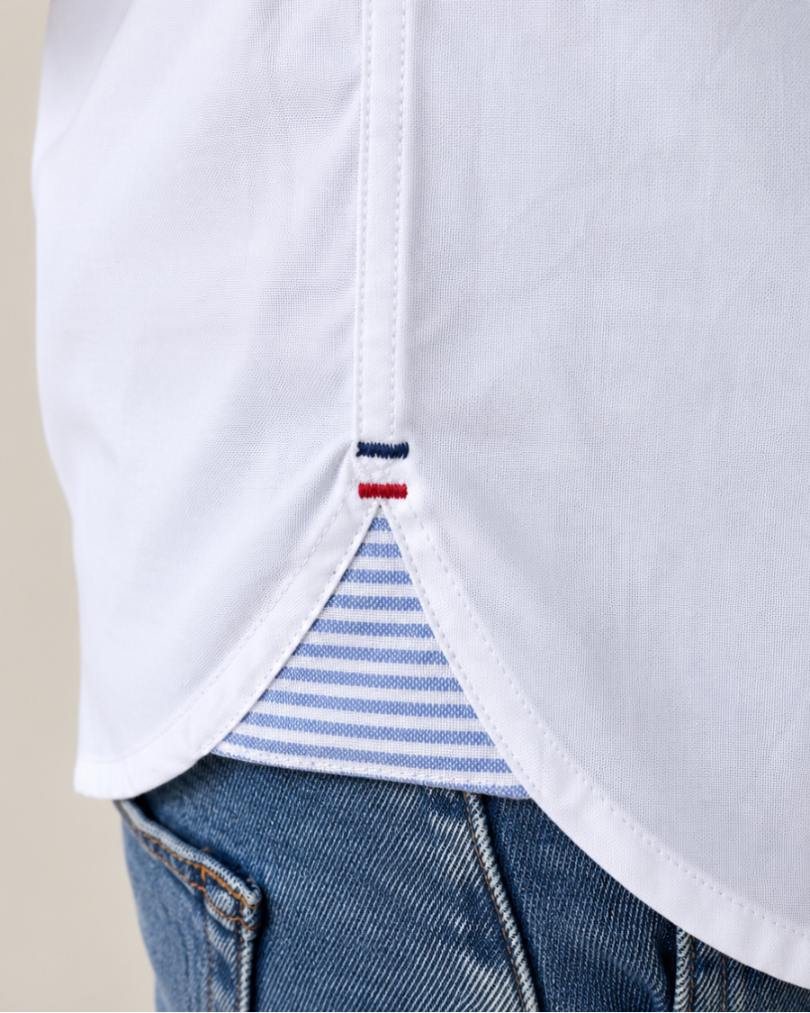 Camisa 100% Algodón Manga Larga Mini Oxford Blanca