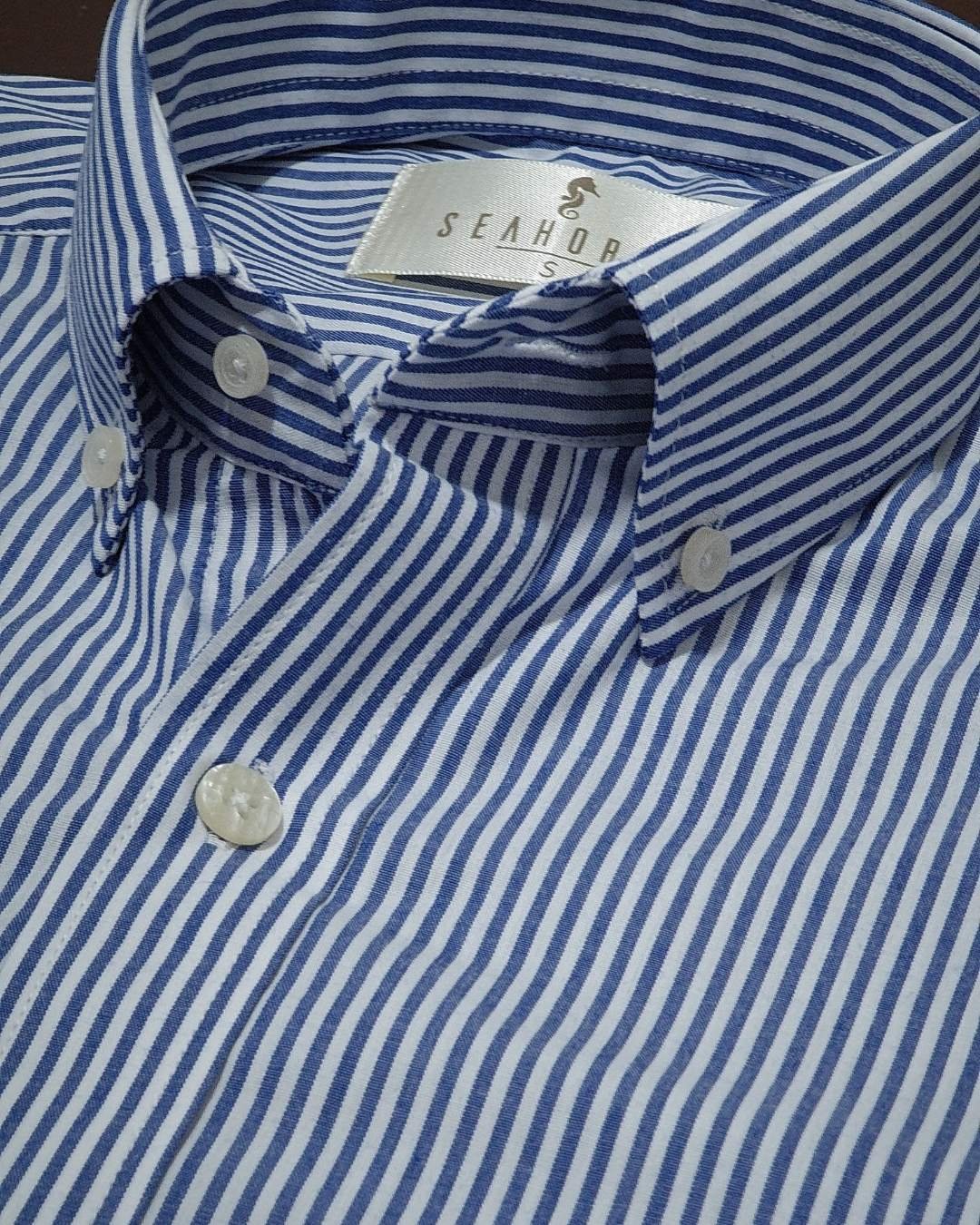 Camisa Manga Larga Rayas Azul Oscuro