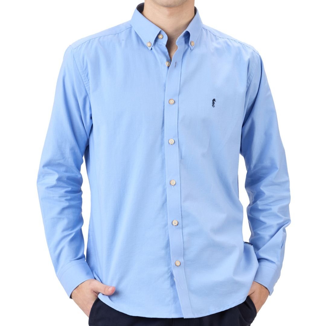 Camisa Manga Larga Oxford Premium Azul Celeste