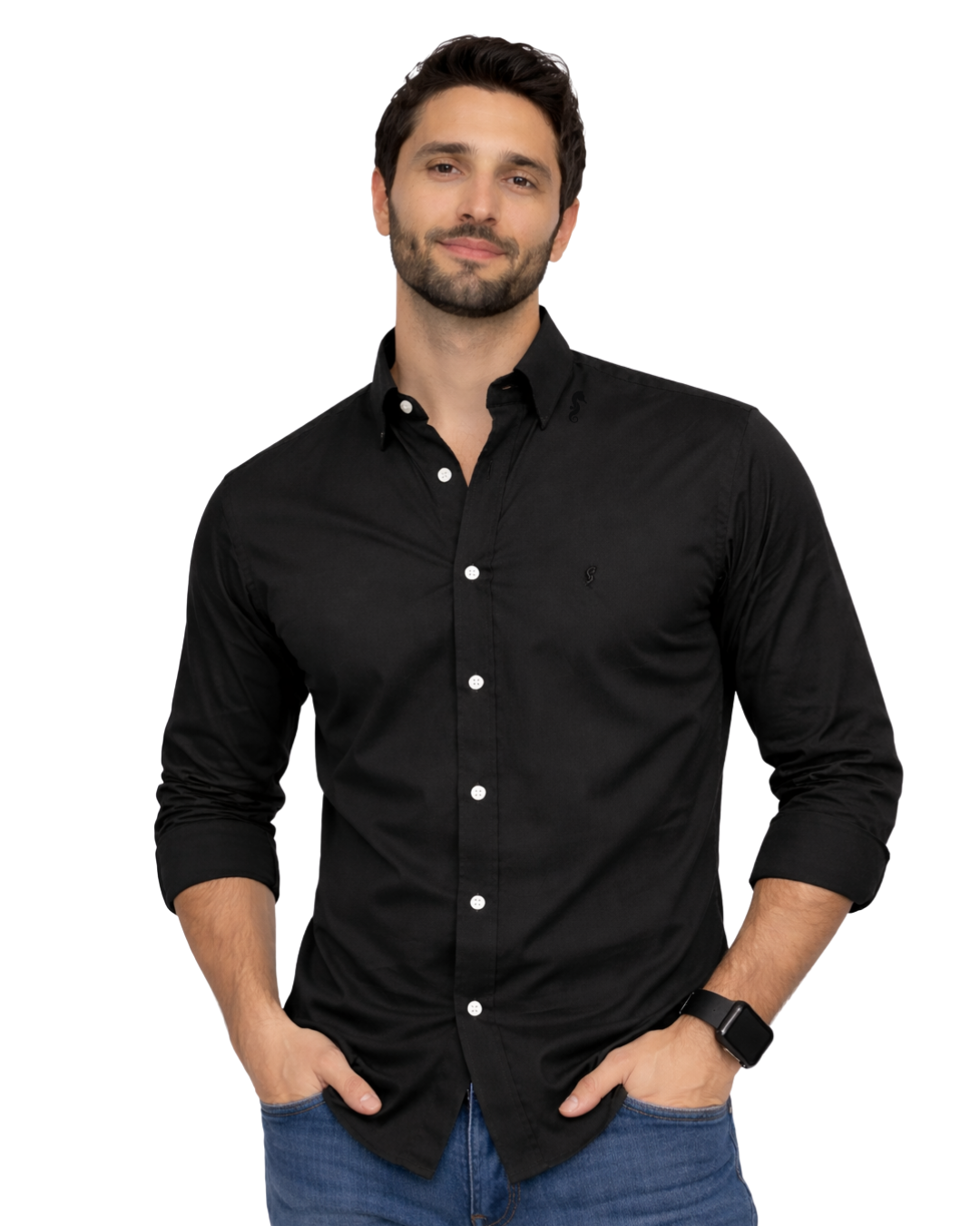 Camisa Berlin Manga Larga Negra