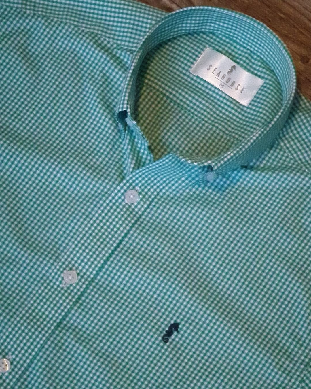 Camisa Manga Larga Cuadros Verdes