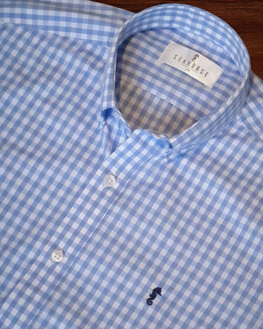 Camisa Manga Larga Maxi Cuadros Azul Claro