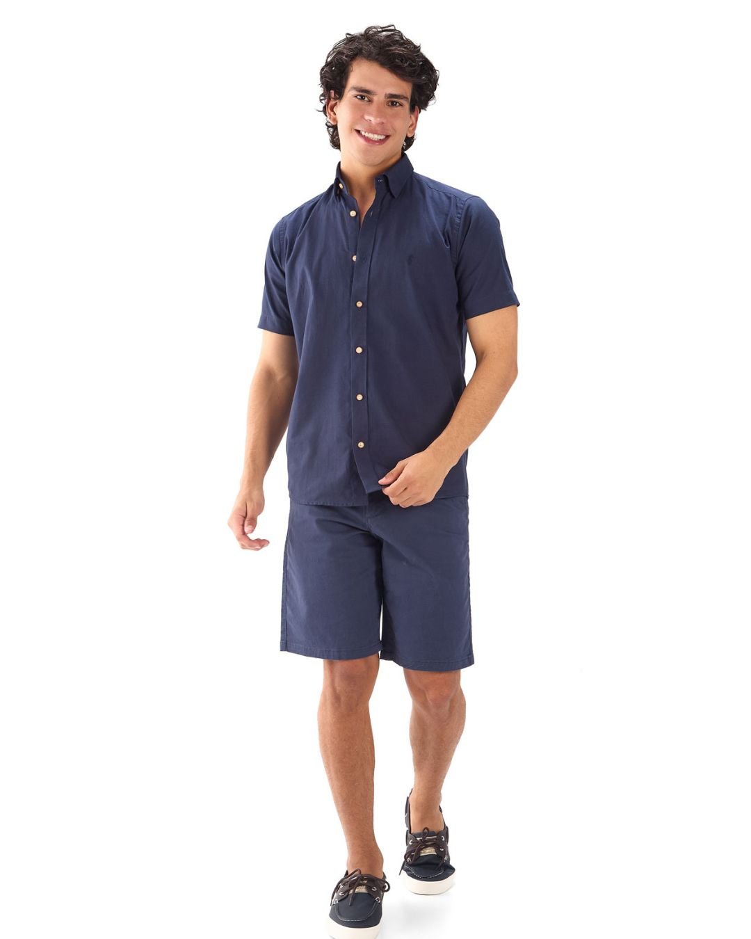 Camisa Manga Corta Oxford Premium Azul Oscuro