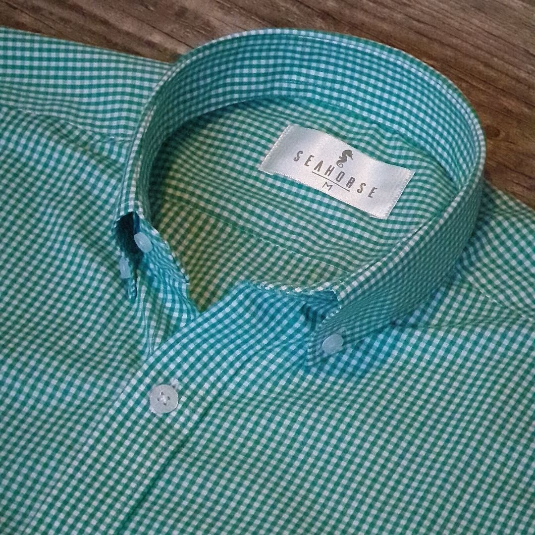 Camisa Manga Larga Cuadros Verdes