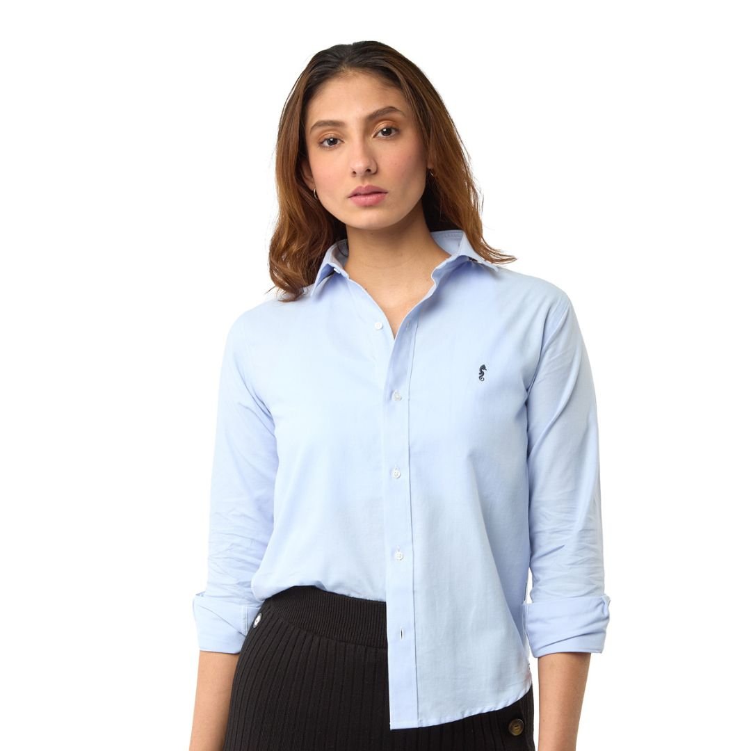 Camisa Mujer Manga Larga Oxford Premium Azul Claro
