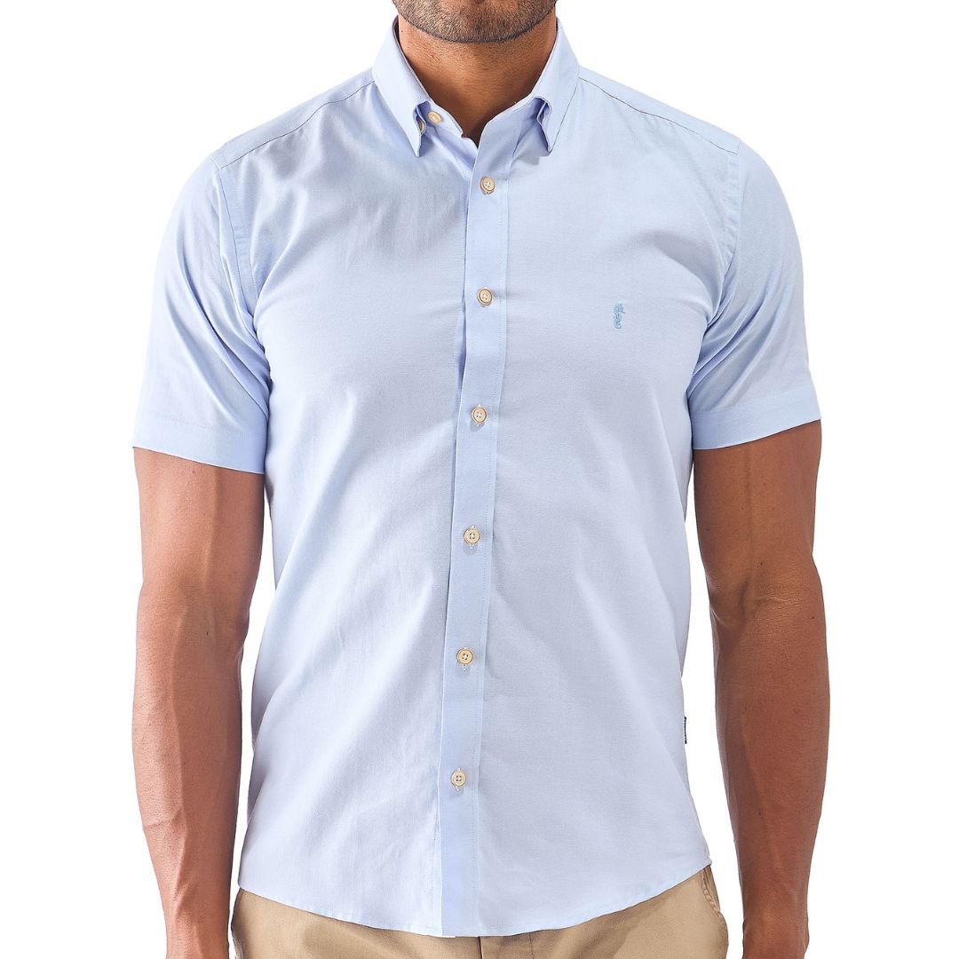 Camisa Manga Corta Oxford Premium Azul Claro