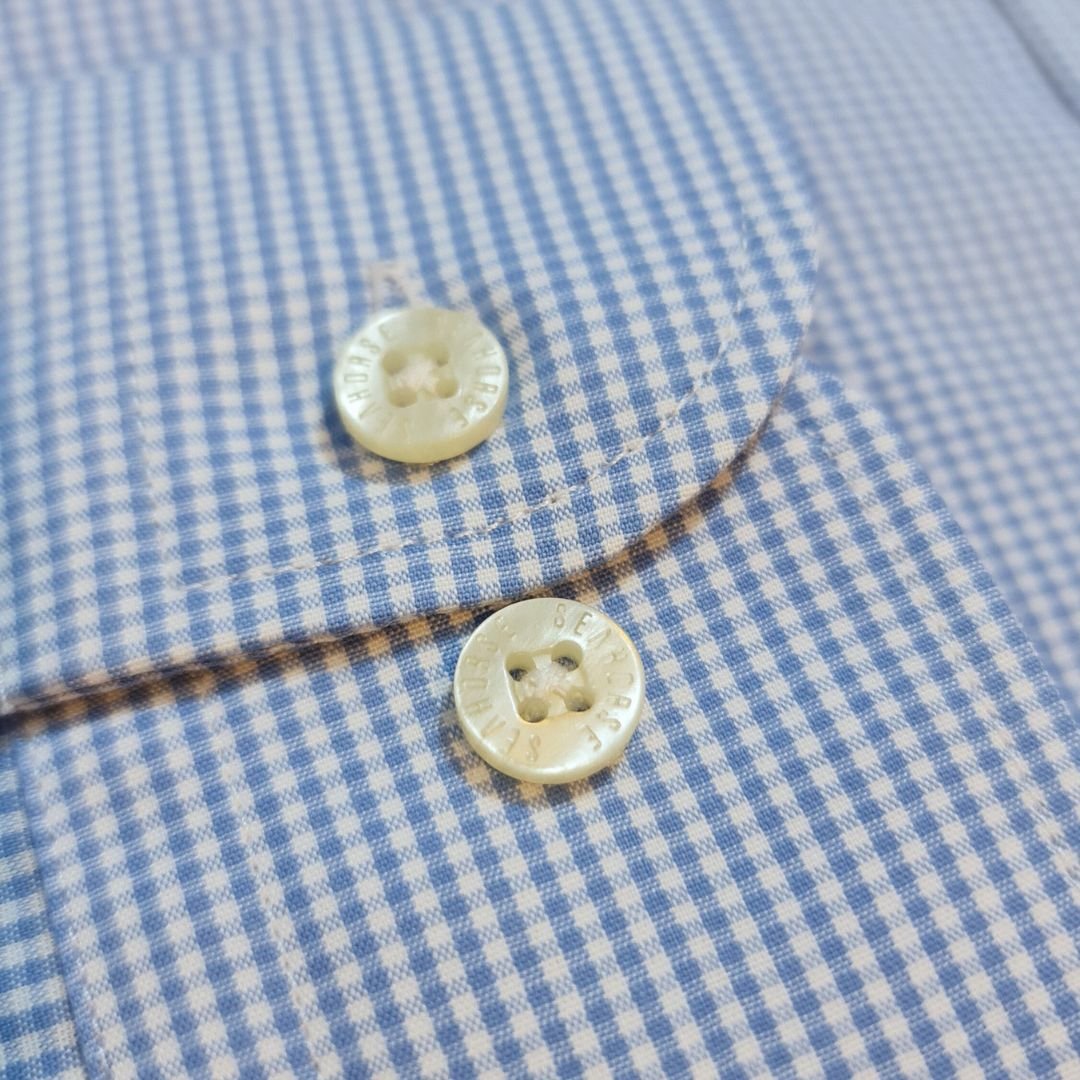 Camisa Manga Larga Cuadros Azul Claro