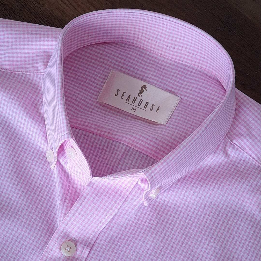 Camisa Manga Larga Cuadros Rosada
