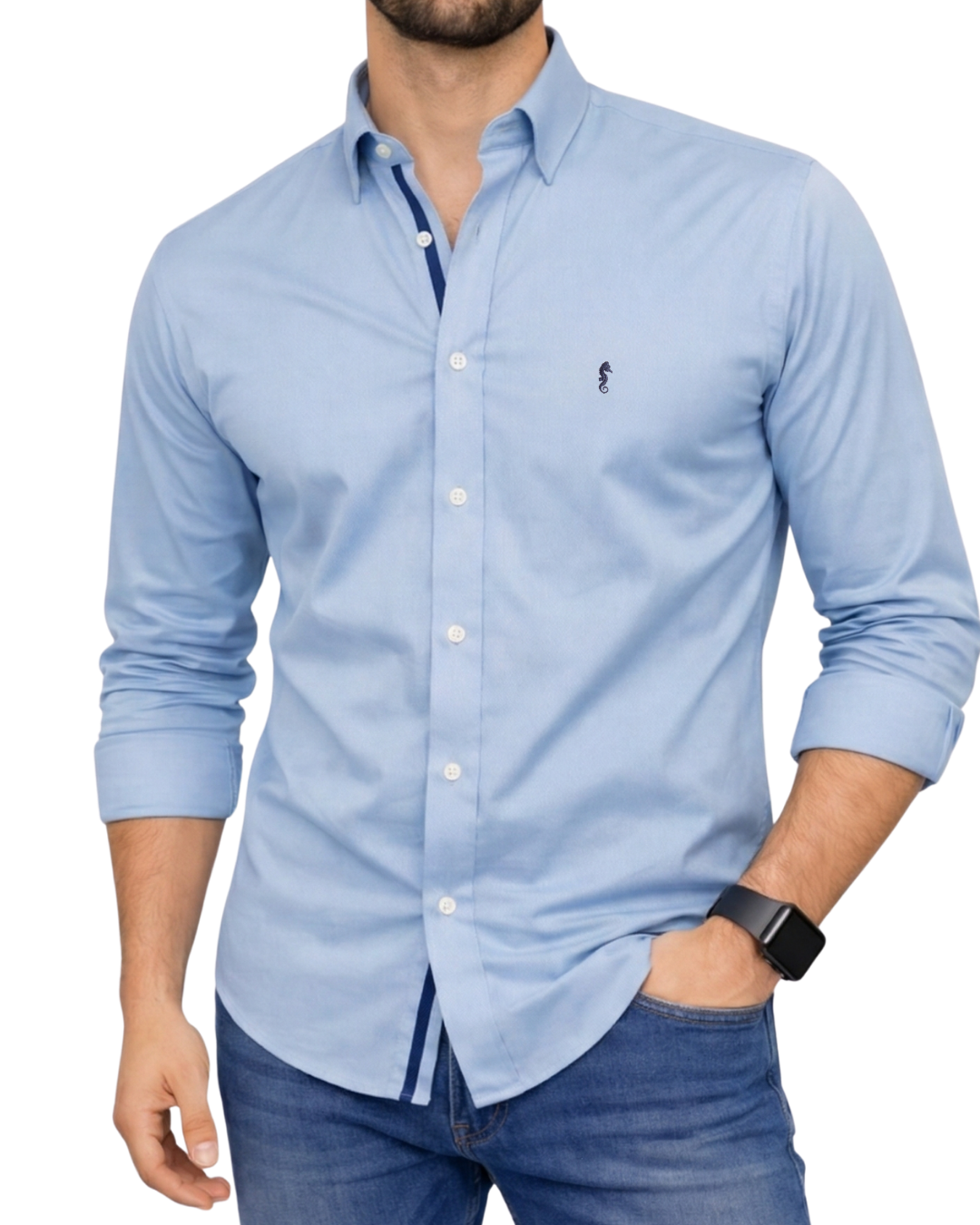 Camisa Berlin Manga Larga Azul Claro