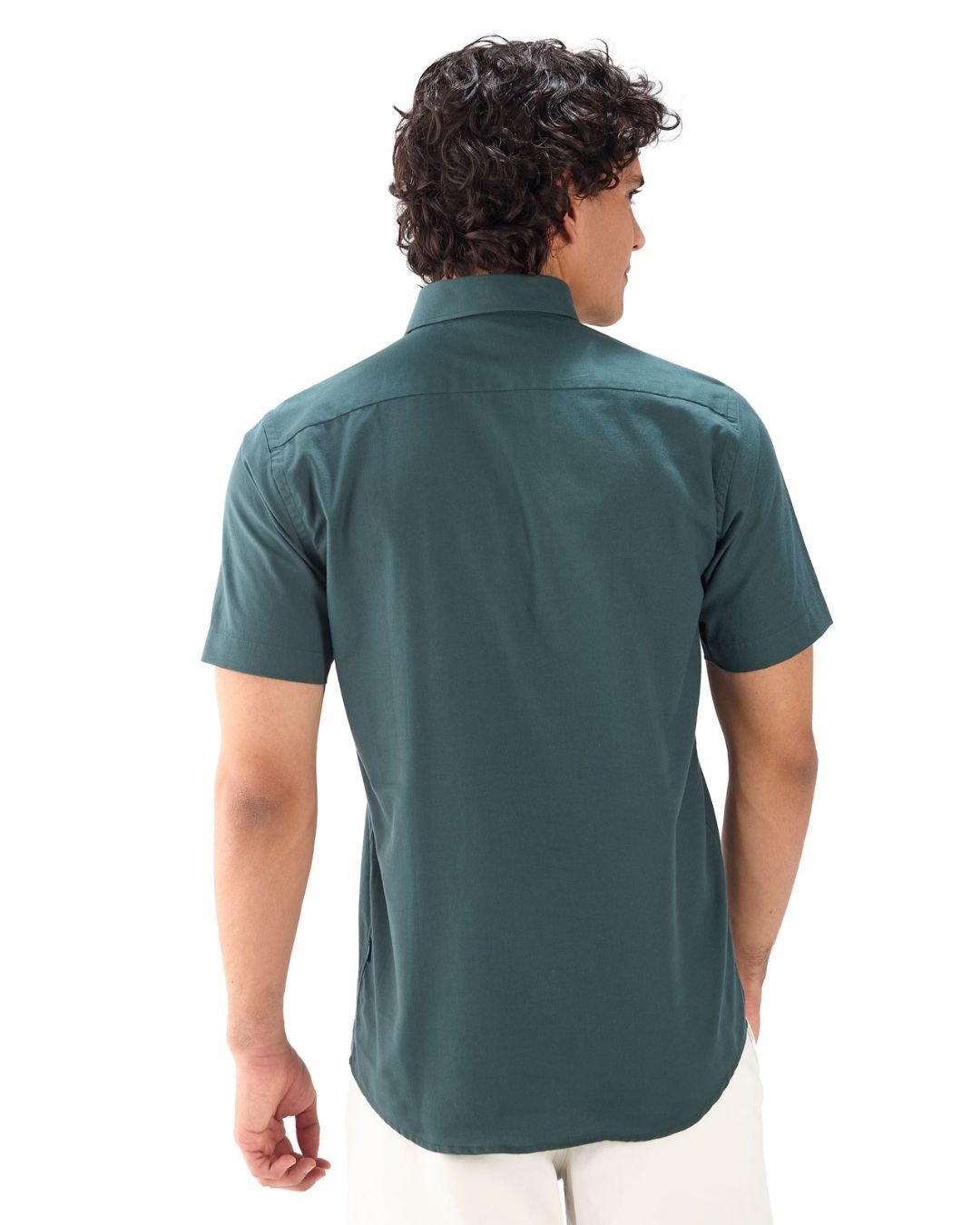 Camisa Manga Corta Oxford Premium Verde Oscuro