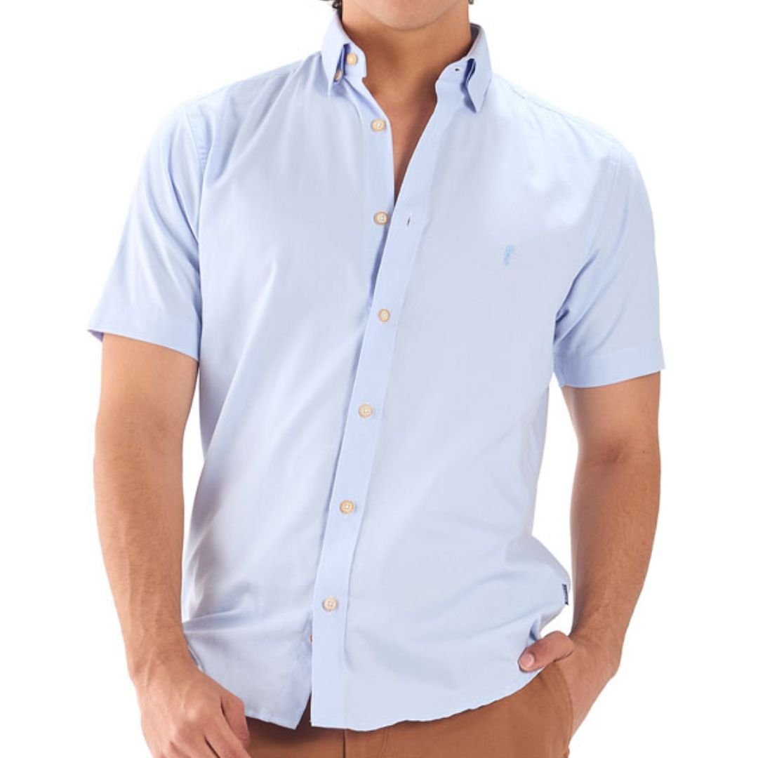 Camisa Manga Corta Oxford Premium Azul Claro
