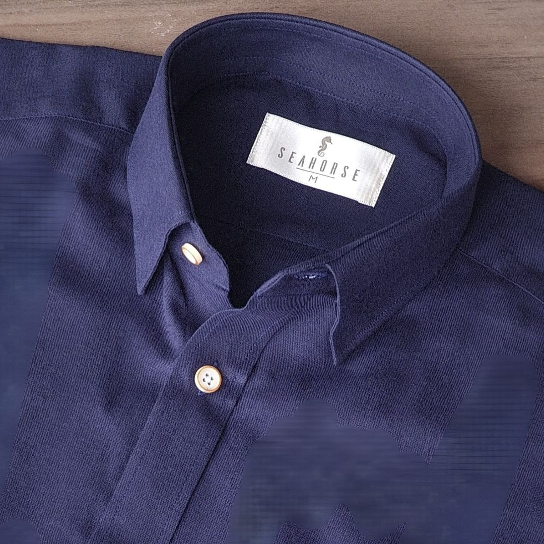 Camisa Manga Corta Oxford Premium Azul Oscuro