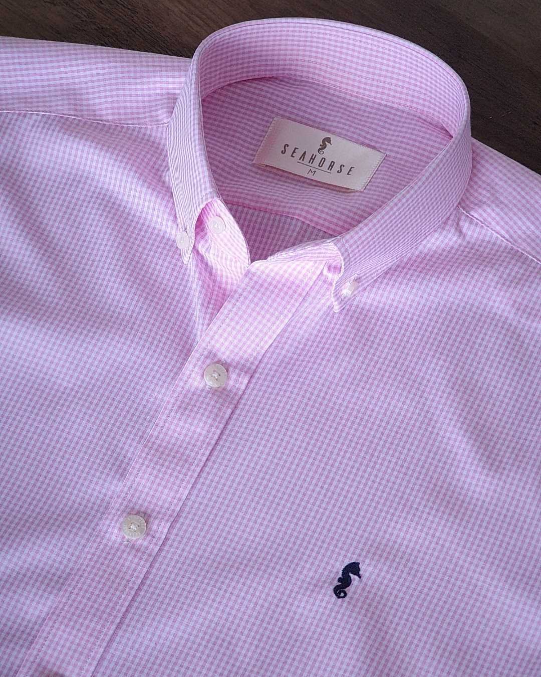Camisa Manga Larga Cuadros Rosada