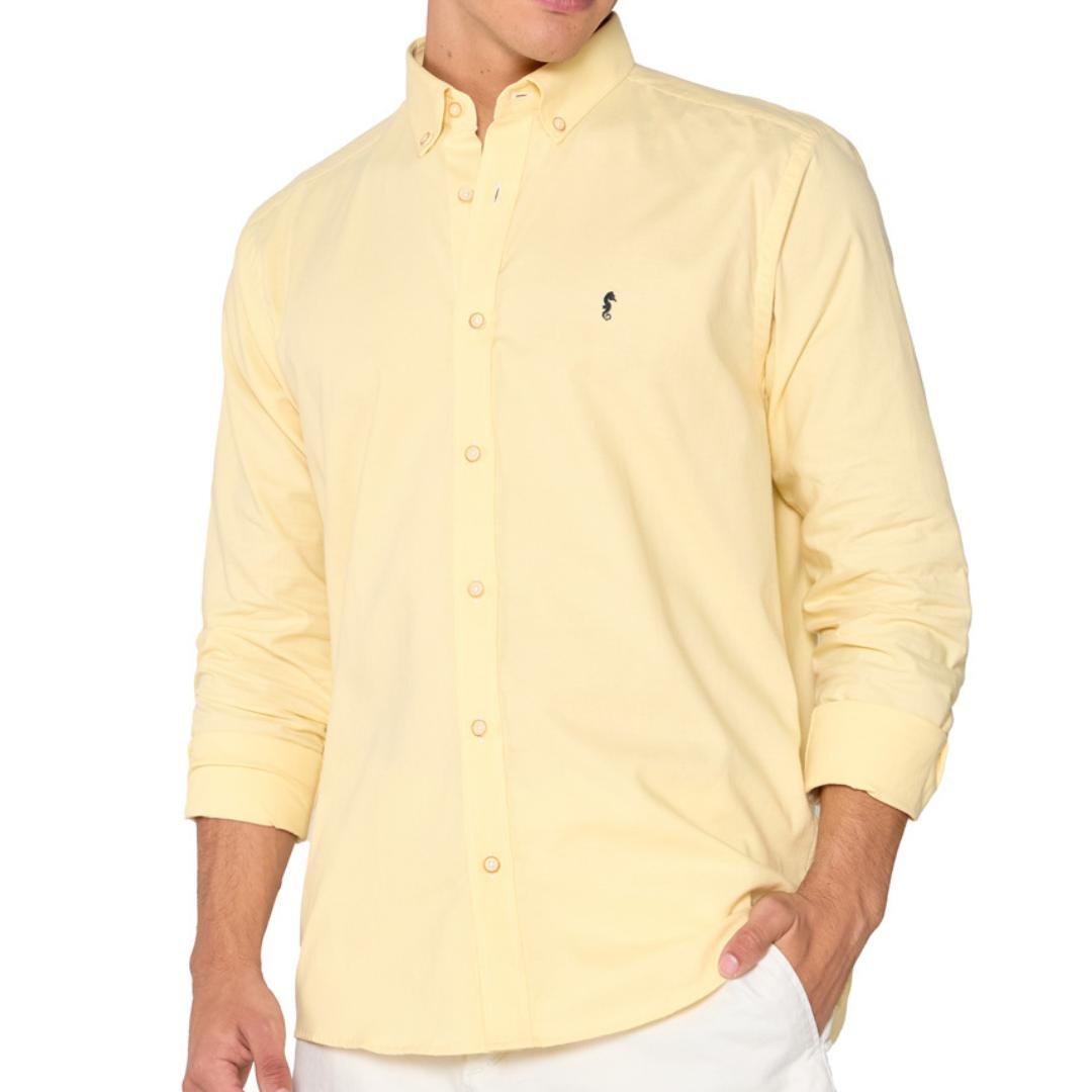 Camisa Manga Larga Oxford Premium Amarilla