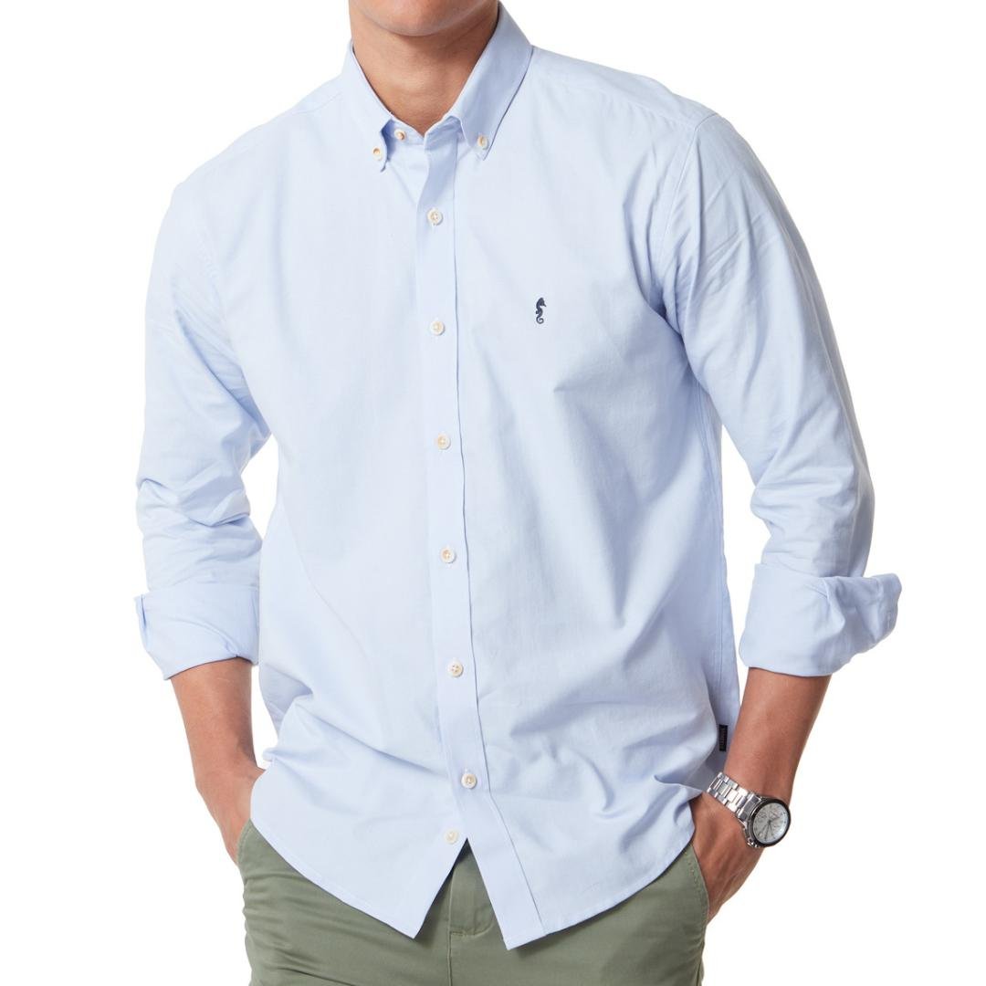 Camisa Manga Larga Oxford Premium Azul Claro