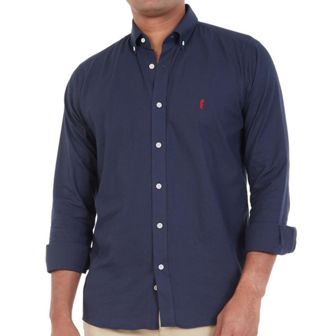 Camisa Manga Larga Oxford Premium Azul Oscuro