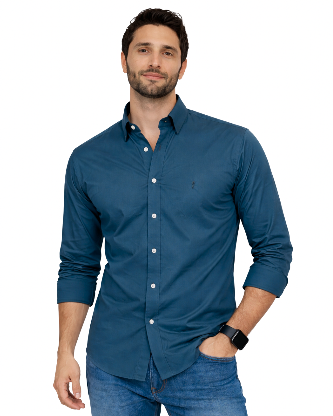 Camisa Berlin Manga Larga Azul Profundo