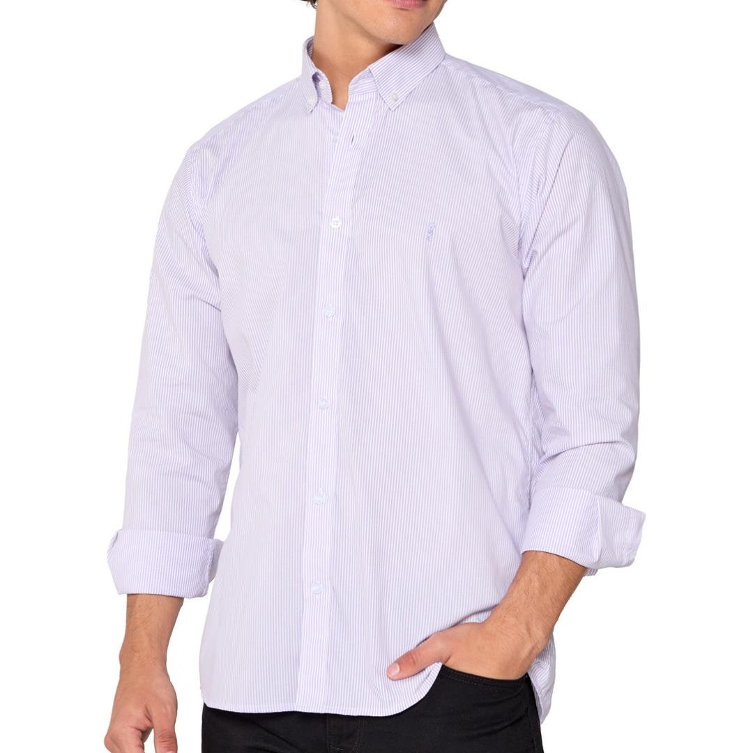 Camisa Manga Larga Rayas Lila