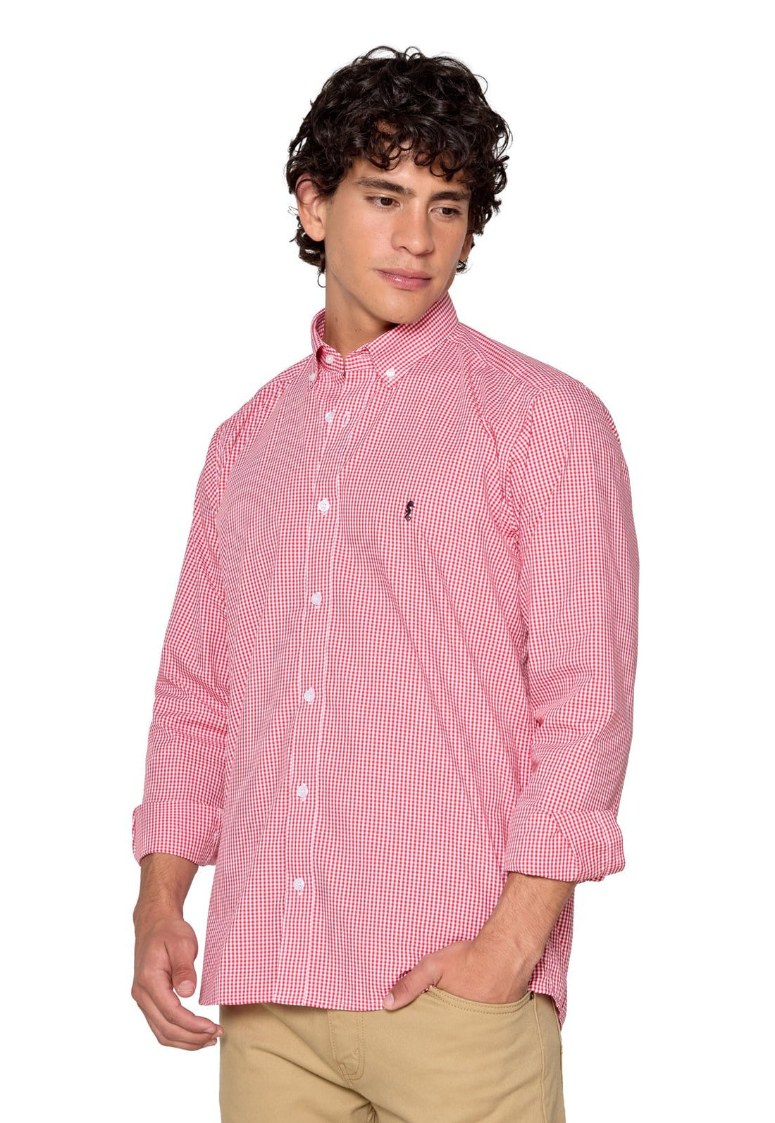 Camisa Manga Larga Cuadros Rojos