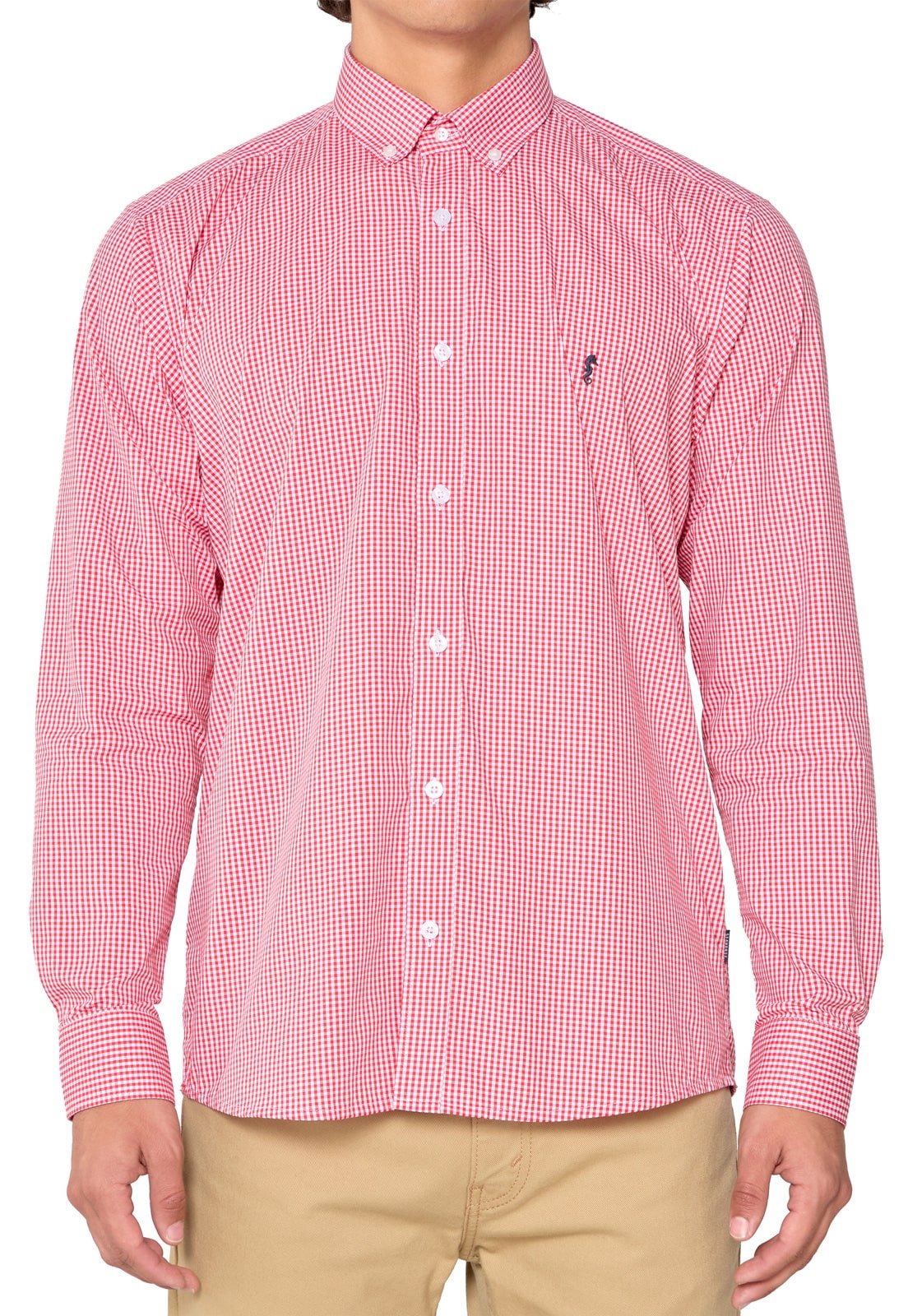 Camisa Manga Larga Cuadros Rojos