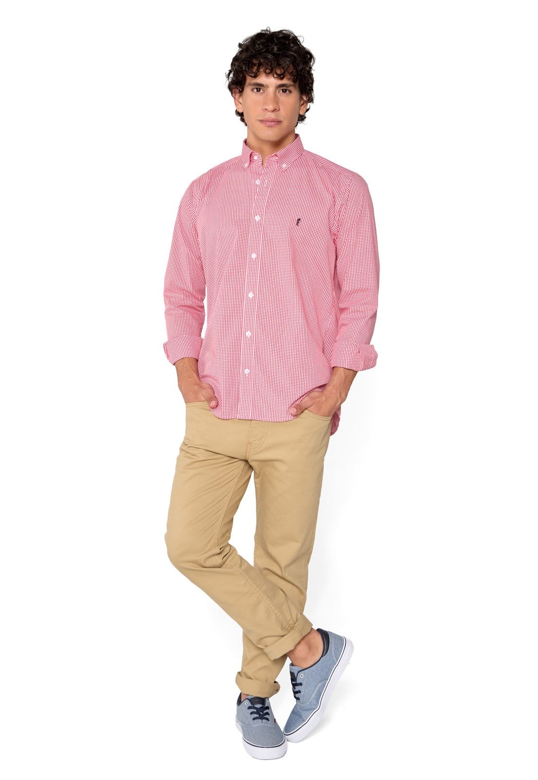 Camisa Manga Larga Cuadros Rojos