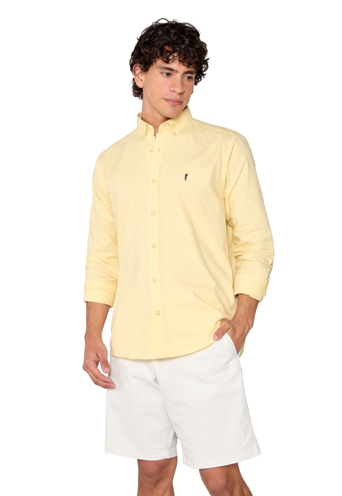Camisa Manga Larga Oxford Premium Amarilla