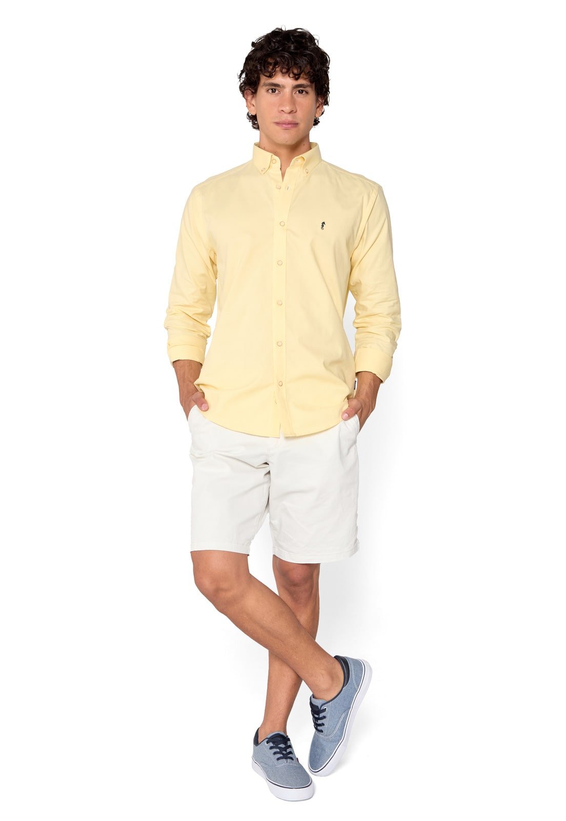 Camisa Manga Larga Oxford Premium Amarilla