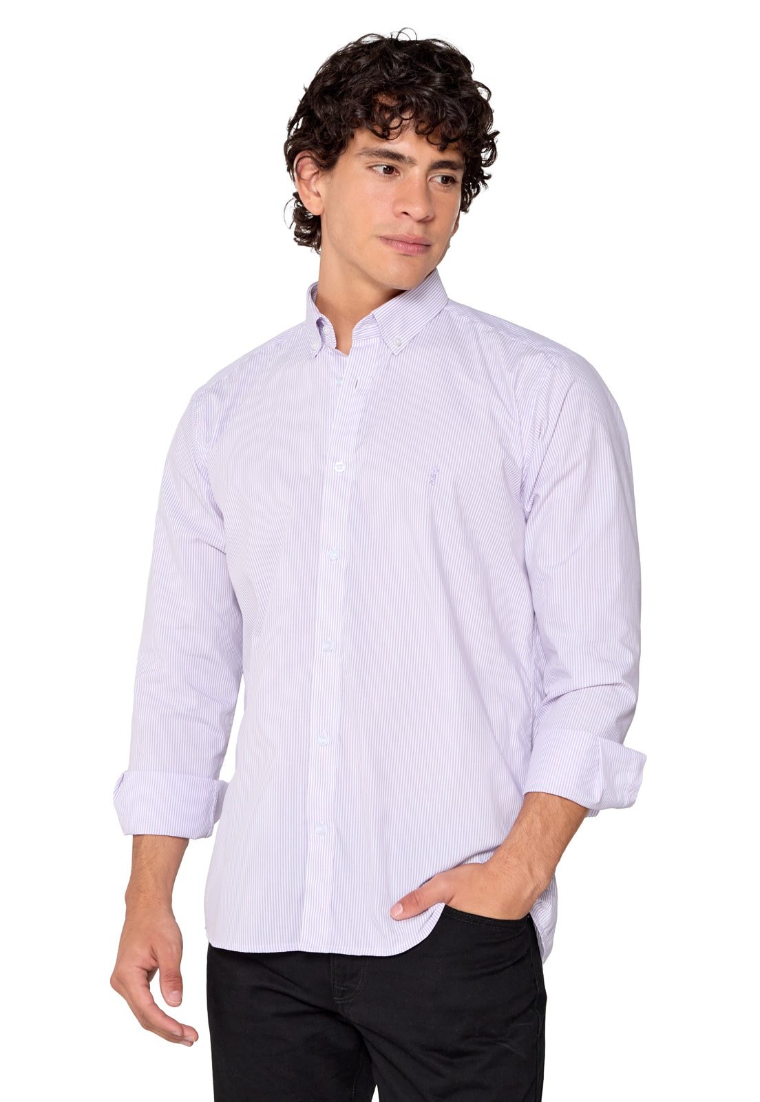Camisa Manga Larga Rayas Lila