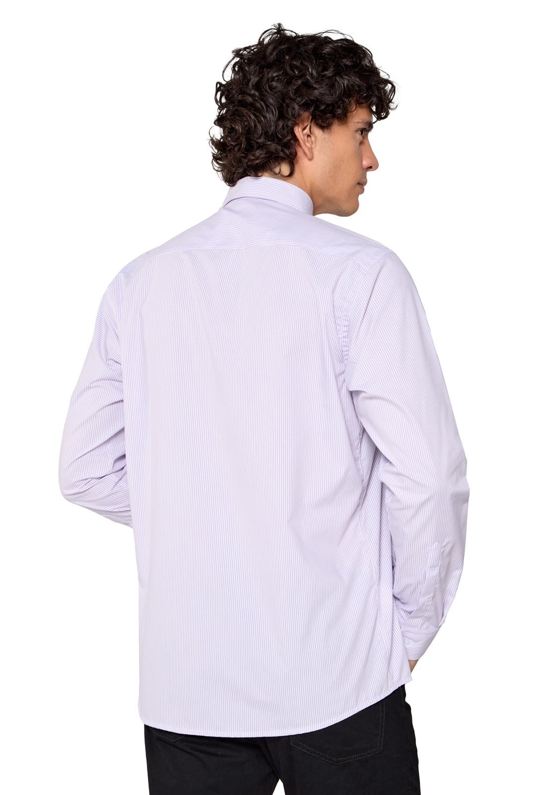 Camisa Manga Larga Rayas Lila