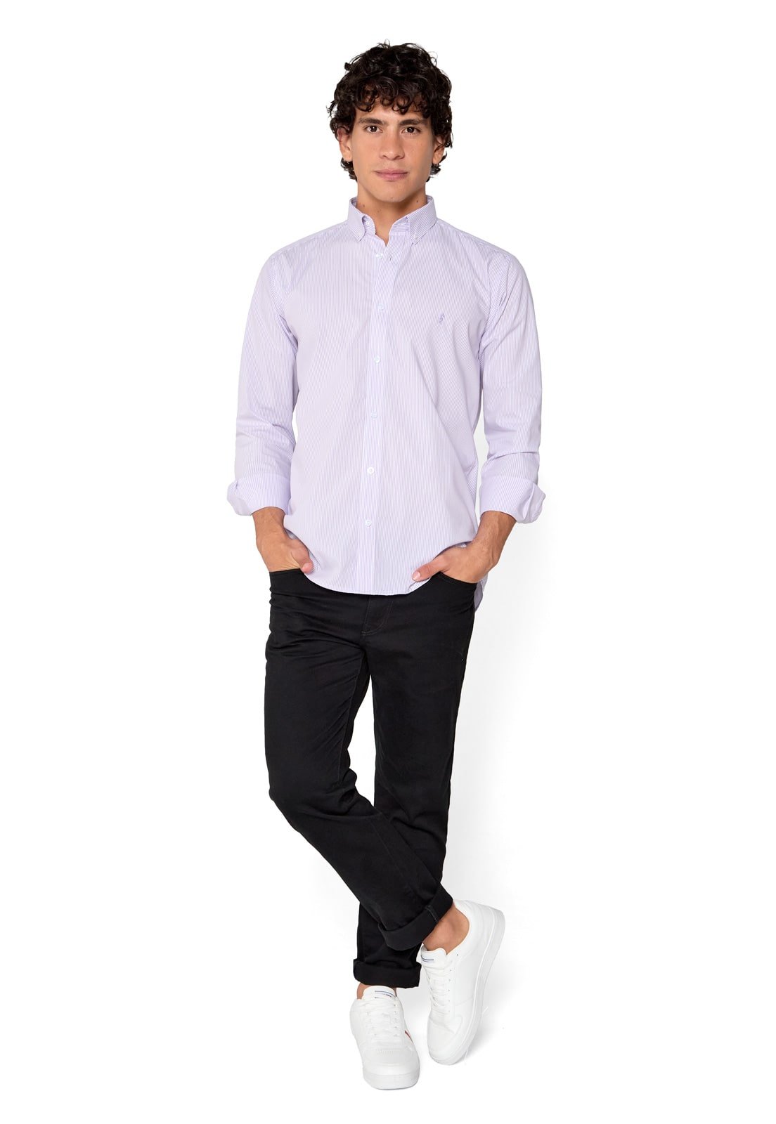 Camisa Manga Larga Rayas Lila