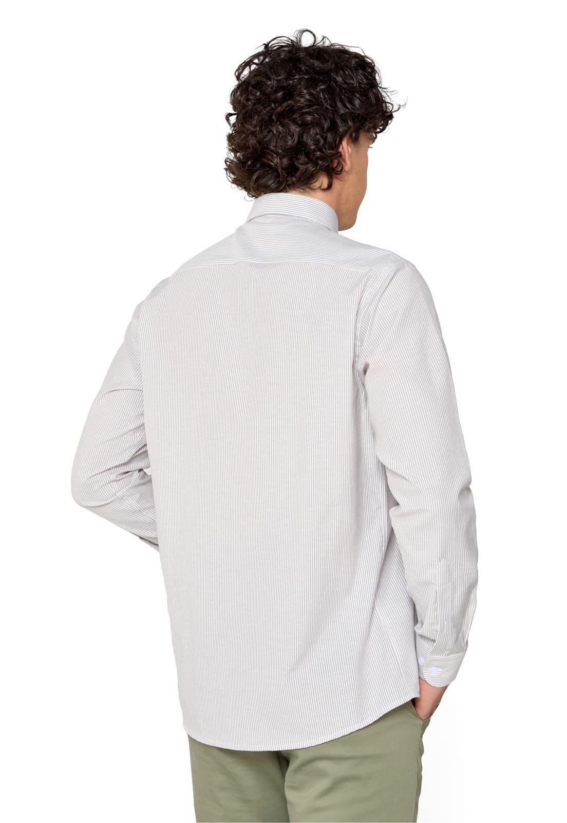 Camisa Manga Larga Oxford Rayas Grises