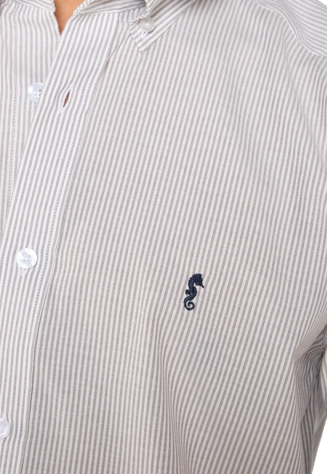 Camisa Manga Larga Oxford Rayas Grises