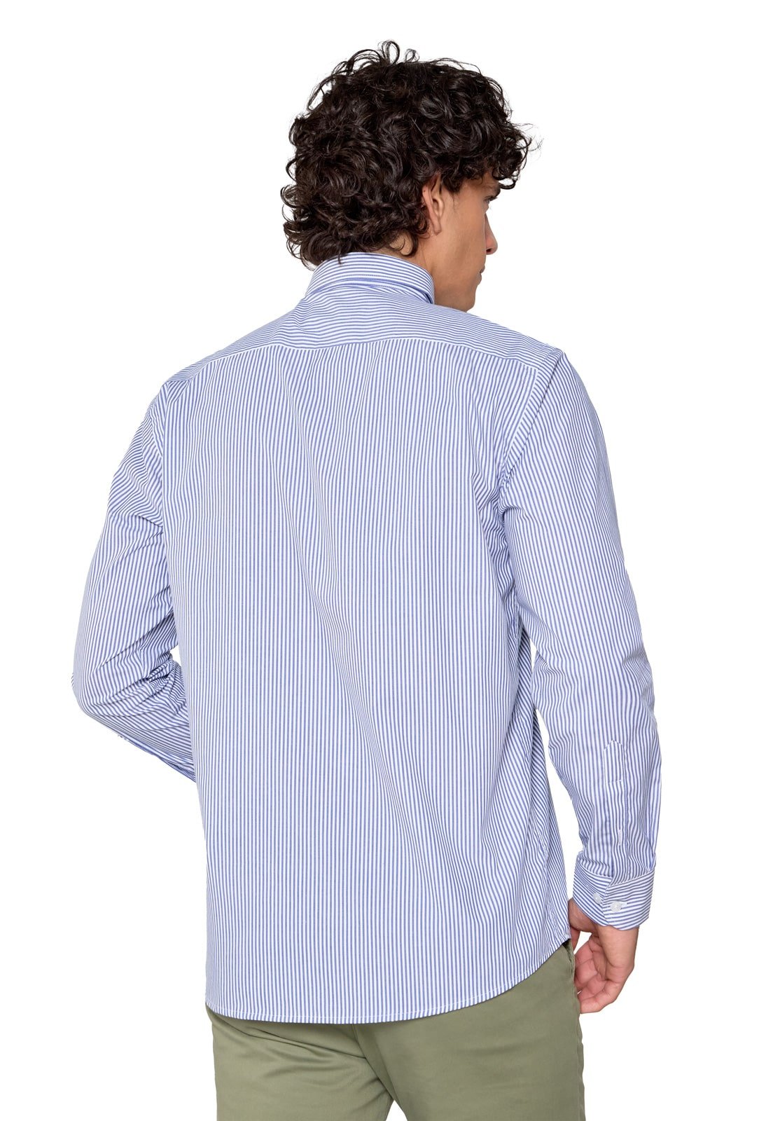 Camisa Manga Larga Rayas Azul Oscuro
