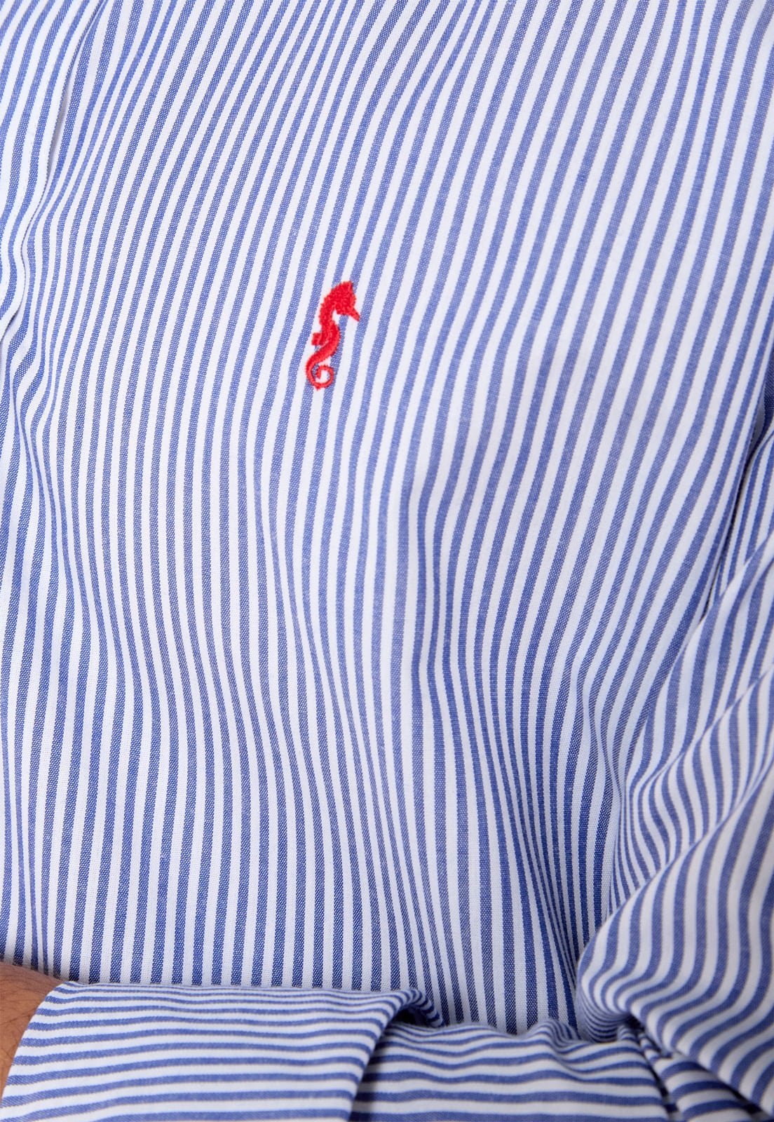 Camisa Manga Larga Rayas Azul Oscuro
