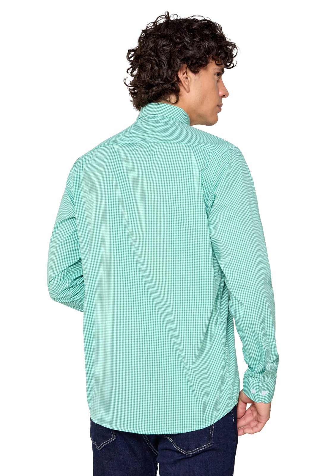 Camisa Manga Larga Cuadros Verdes