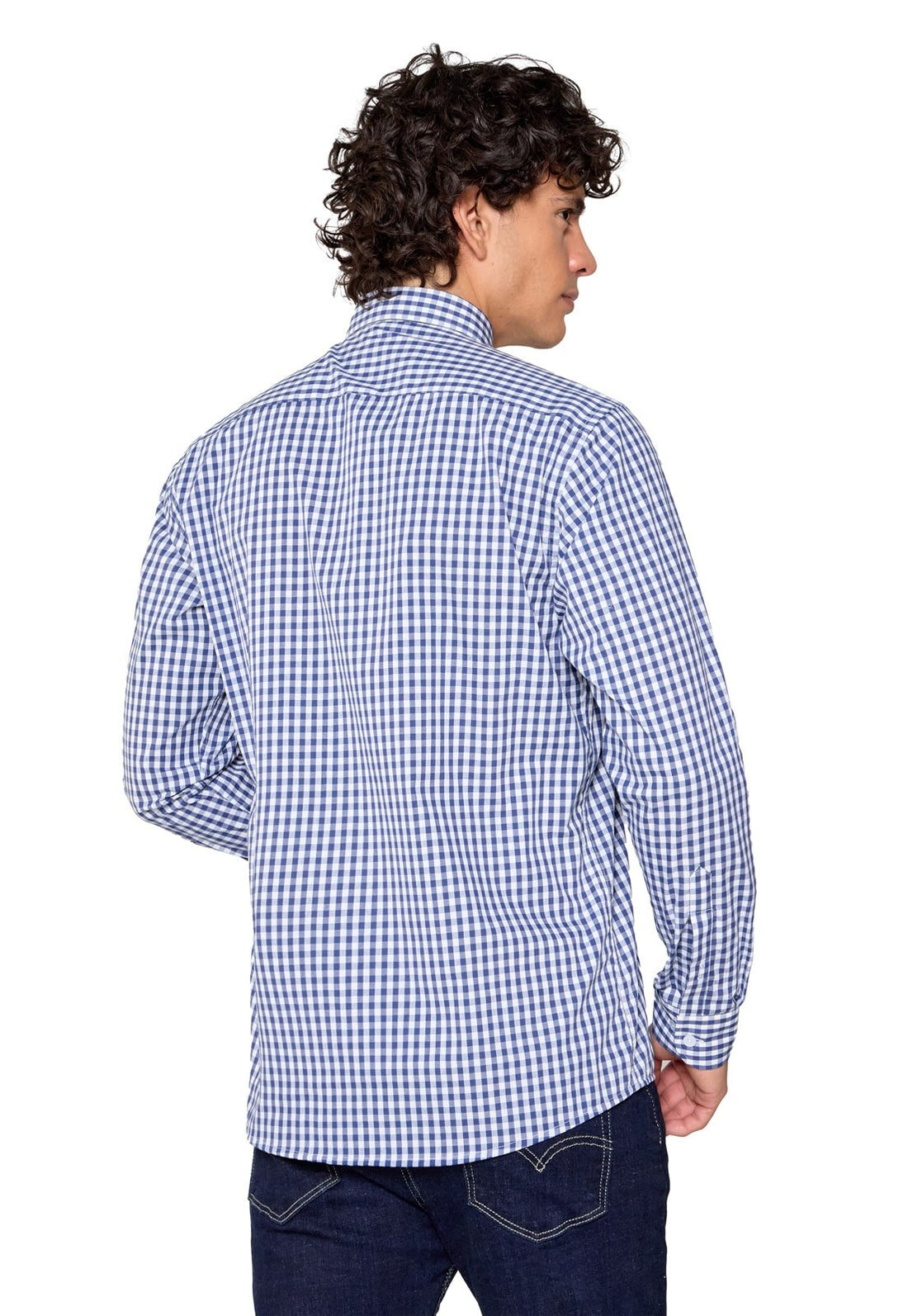 Camisa Manga Larga Maxi Cuadros Azul Oscuro