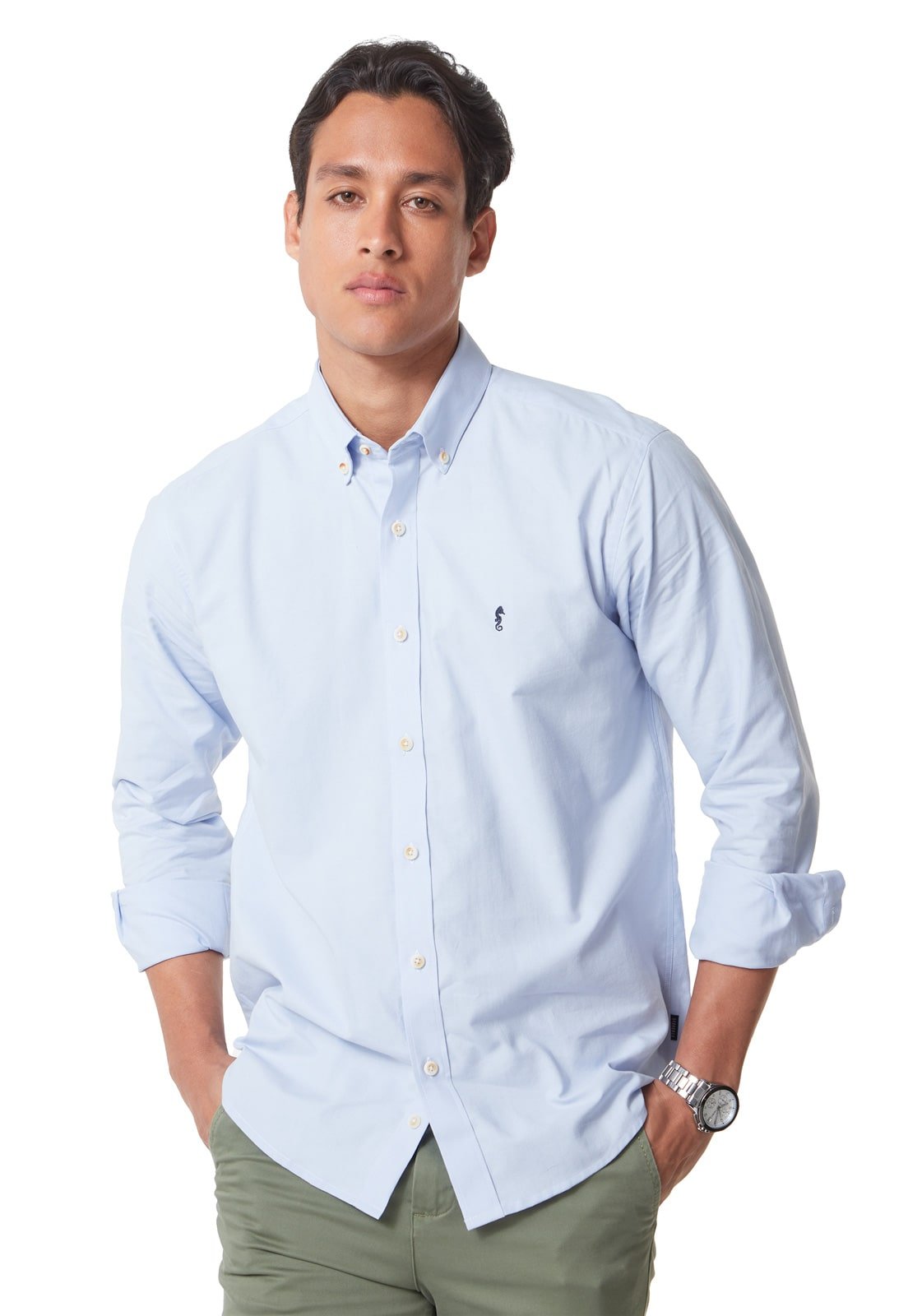 Camisa Manga Larga Oxford Premium Azul Claro