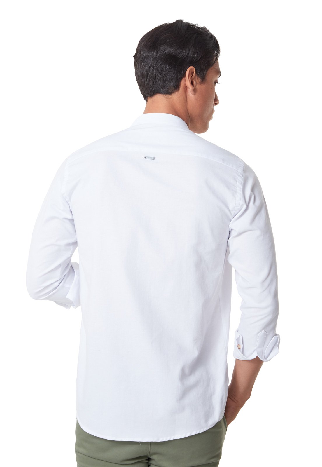 Camisa Manga Larga Cuello Mao Blanca
