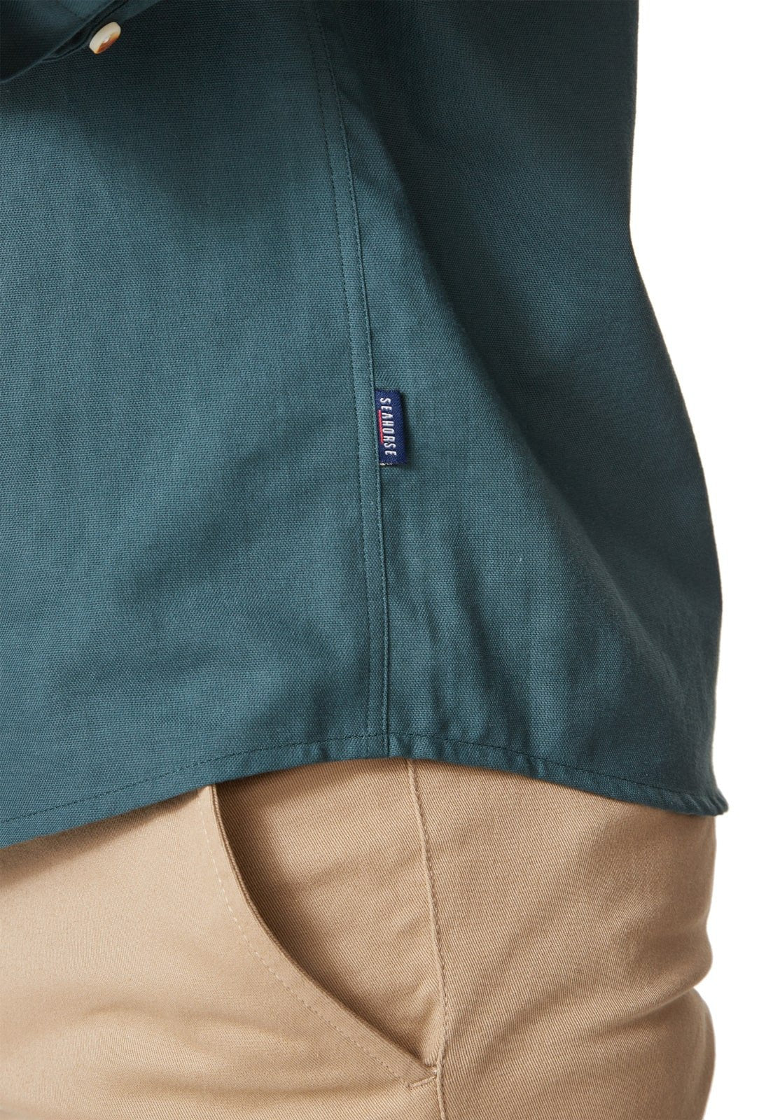 Camisa Manga Larga Cuello Mao Verde Oscuro