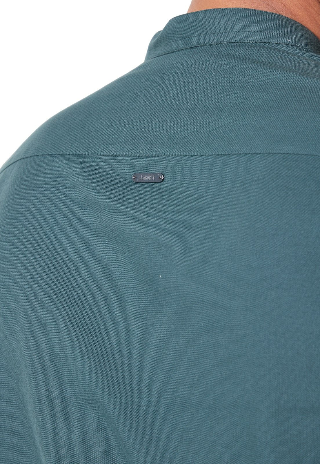Camisa Manga Larga Cuello Mao Verde Oscuro