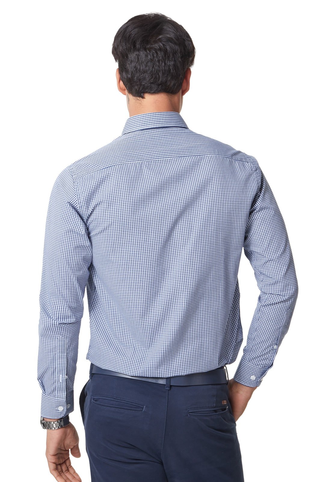 Camisa Manga Larga Cuadros Azul Oscuro