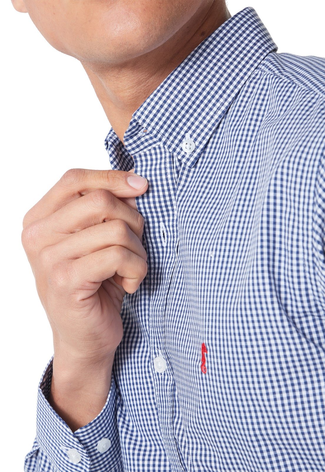 Camisa Manga Larga Cuadros Azul Oscuro