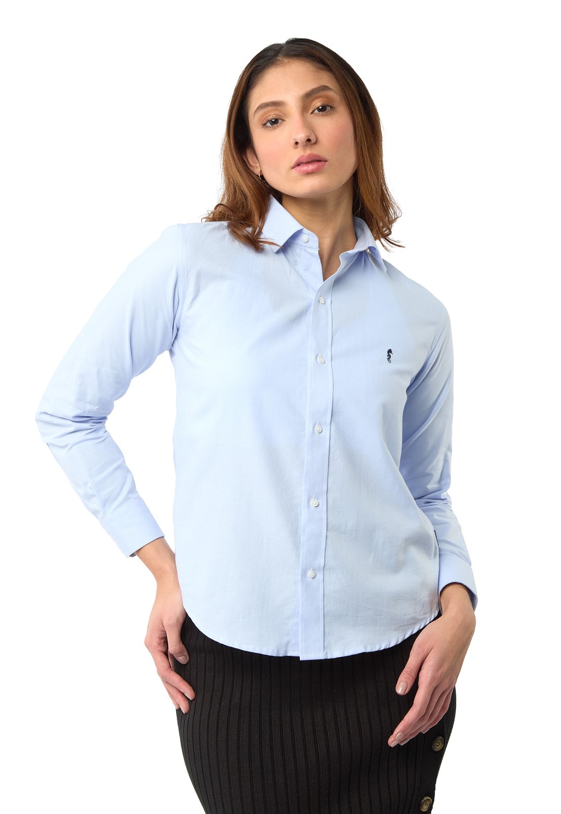 Camisa Mujer Manga Larga Oxford Premium Azul Claro